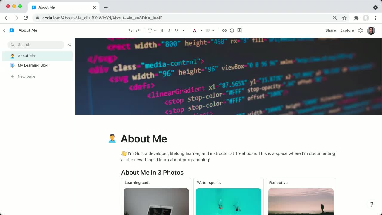 Insert a Task Template (How To) | Introducing Coda | Treehouse