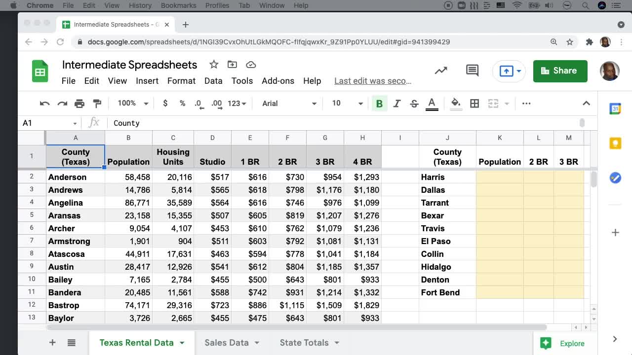 Intermediate Spreadsheets