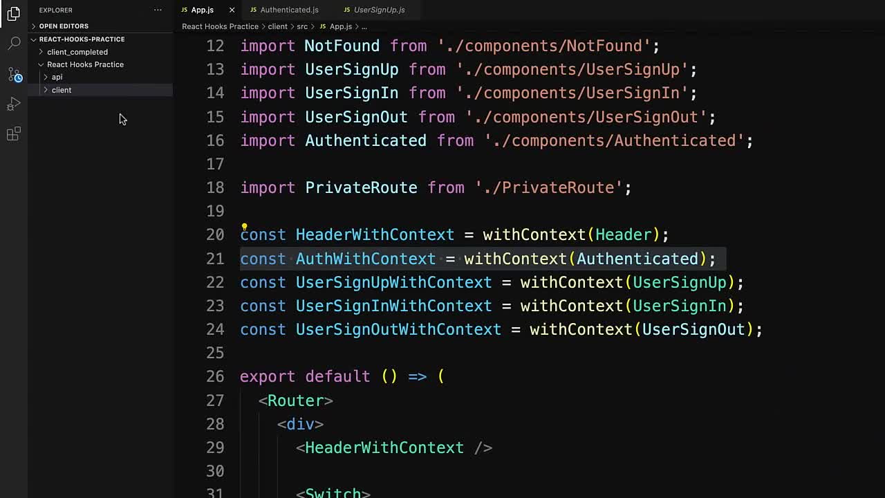 Practice Hooks in React 