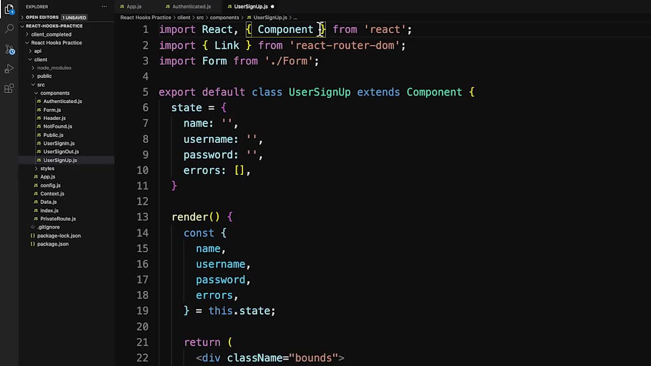 Solution part 2: useState and useHistory (How To) | Practice Hooks in ...