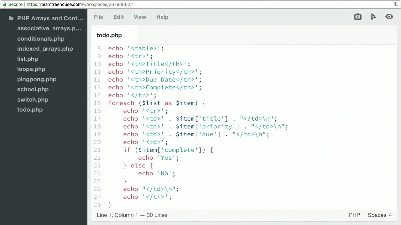 Todo App (How To) | PHP Arrays and Control Structures | Treehouse