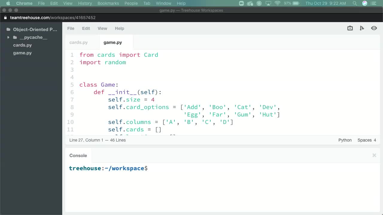 Game Class Part 2 (How To) | Basic Object-Oriented Python | Treehouse