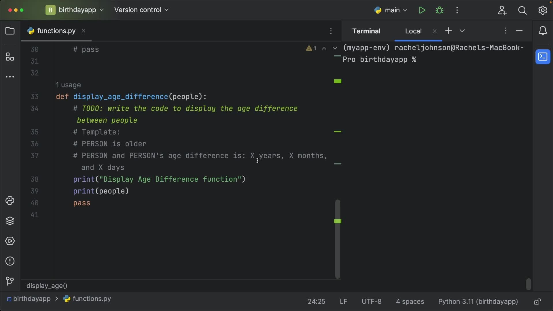 Display the age difference (How To) | Python Dates and Times | Treehouse