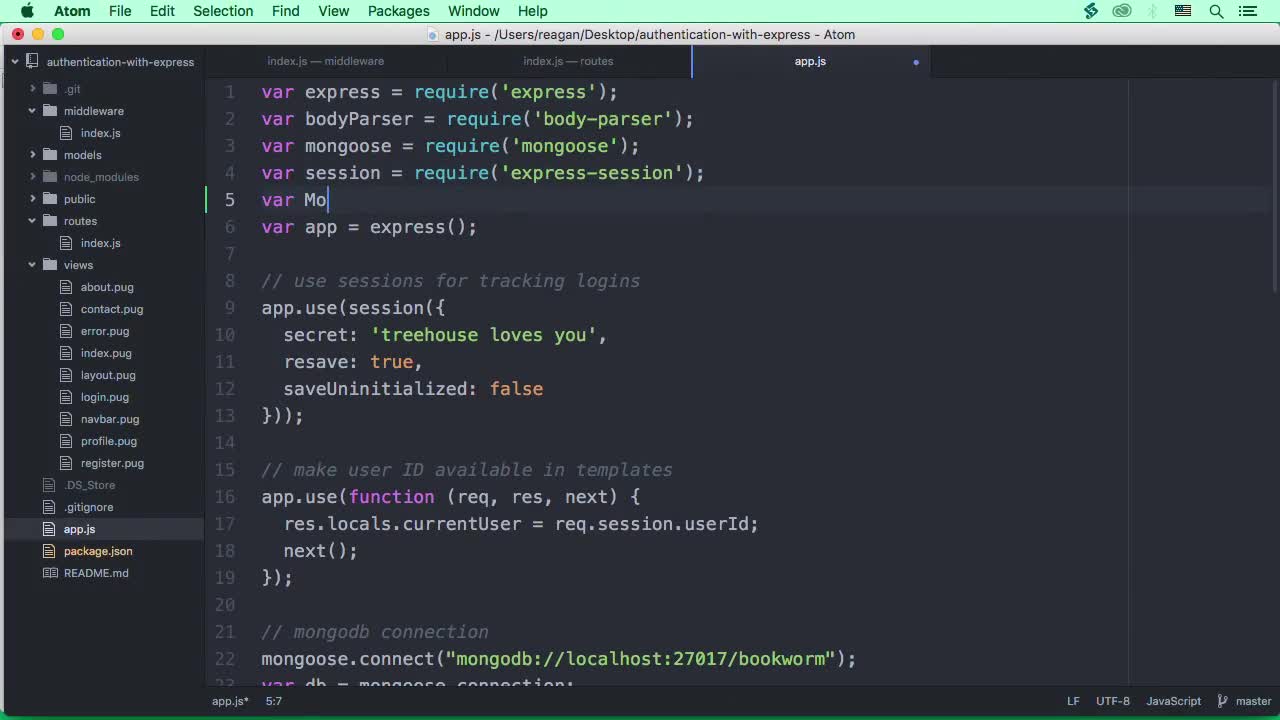 Using MongoDB as a Session Store (How To) | User Authentication With Express and Mongo | Treehouse