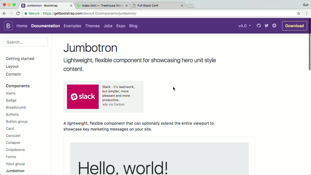 Using Jumbotron to Showcase Key Content (How To) | Bootstrap Basics ...