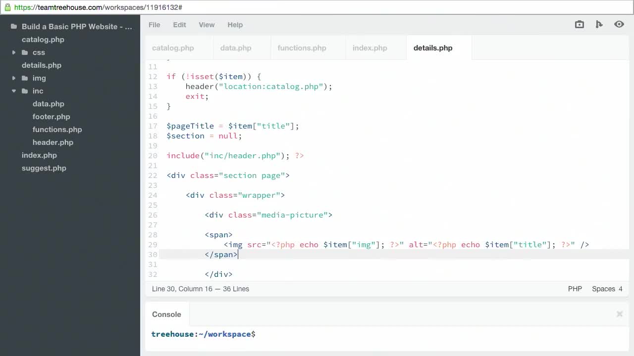 Displaying Item Details (How To) | Build a Basic PHP Website | Treehouse