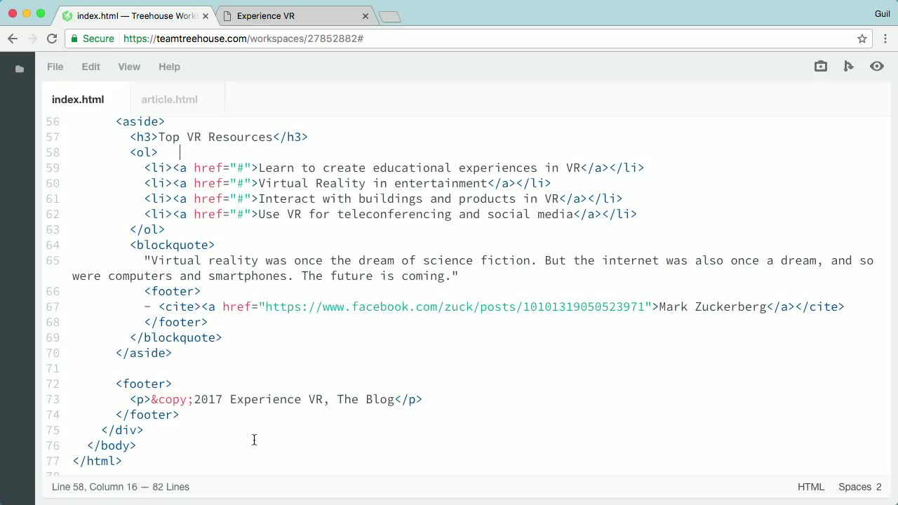 Using Multiple <header> and <footer> Elements (How To) | HTML Basics | Treehouse