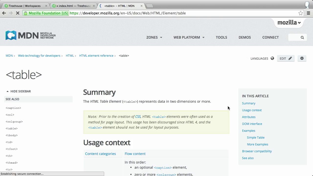 Create a Basic Table (How To) | HTML Tables | Treehouse