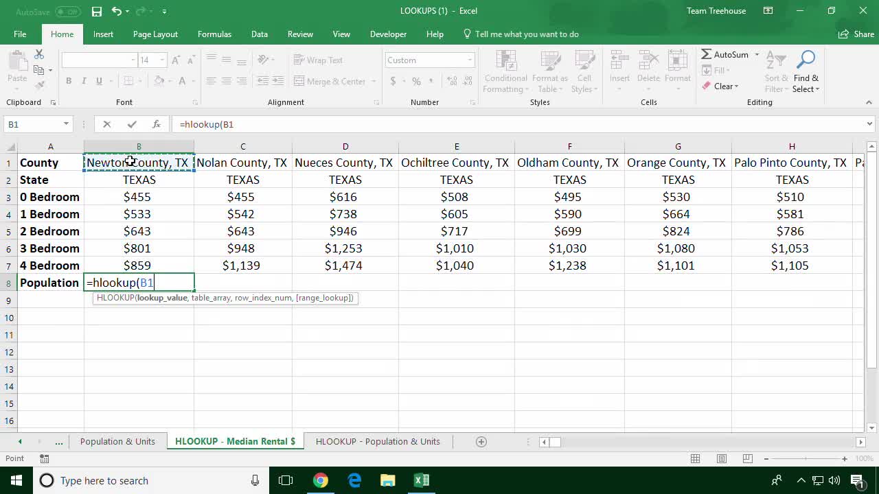 Using HLOOKUP to Search in a Row (How To) | Intermediate Excel | Treehouse