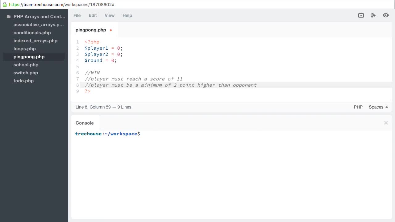 Ping Pong (How To) | PHP Arrays and Control Structures | Treehouse