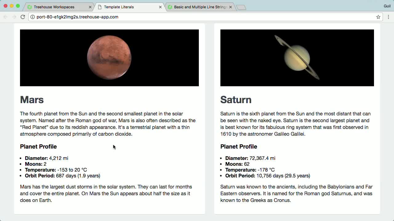 Practice Template Literals
