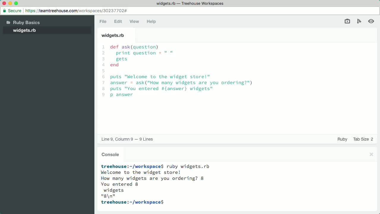Using "chomp" to Fix Our Output (How To) | Ruby Basics | Treehouse