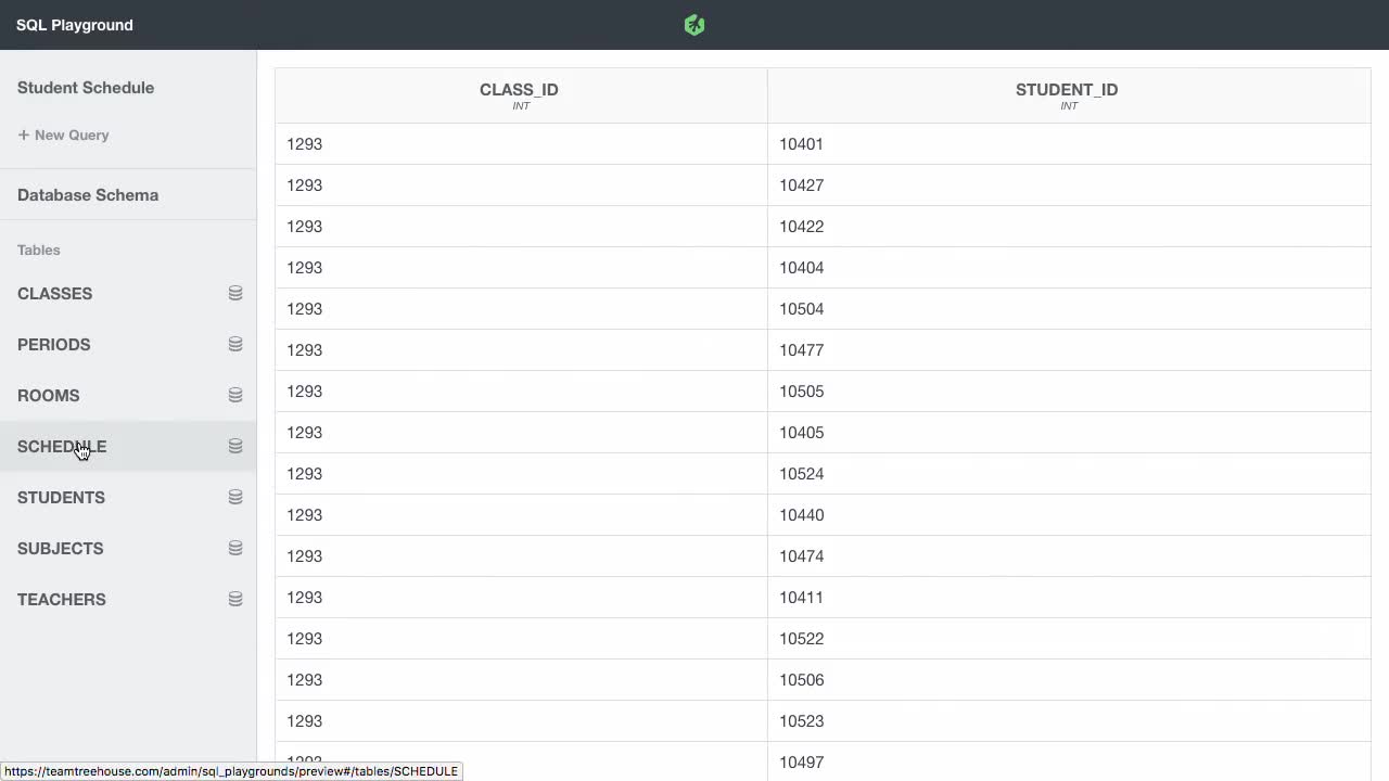 Timetable Example Sql Student Schedule (How To) | SQL Reporting by Example | Treehouse