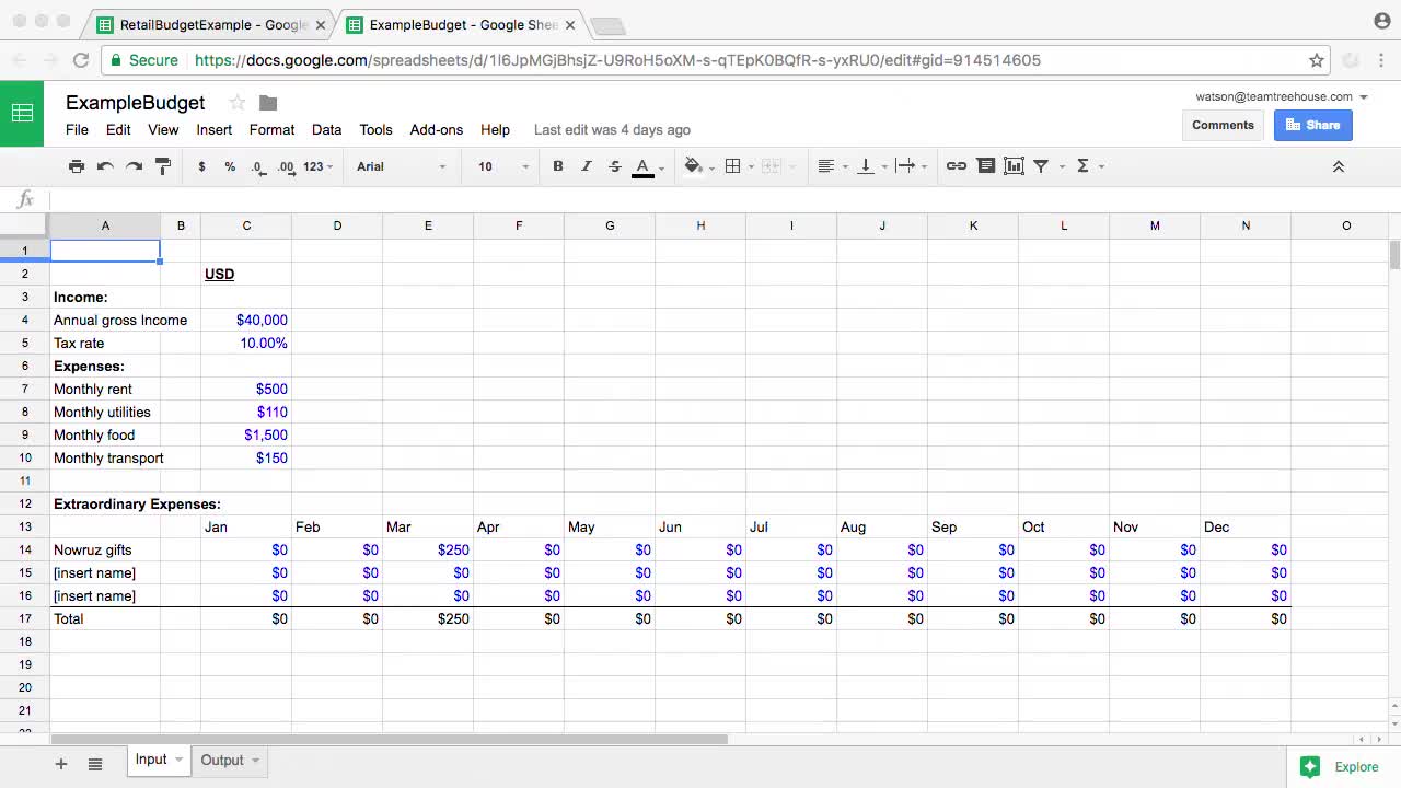Input and Output Tabs (How To) | Spreadsheet Basics | Treehouse