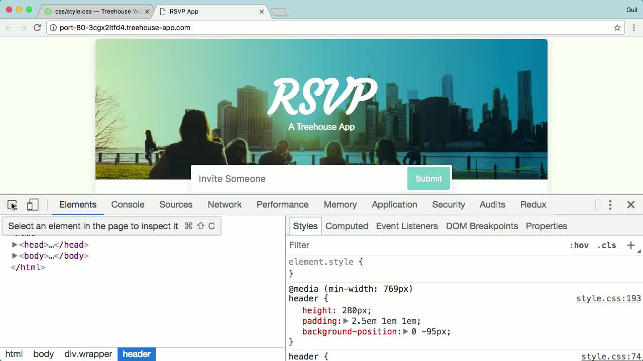 Inspecting Styles (How To) | Debugging CSS with Chrome DevTools | Treehouse