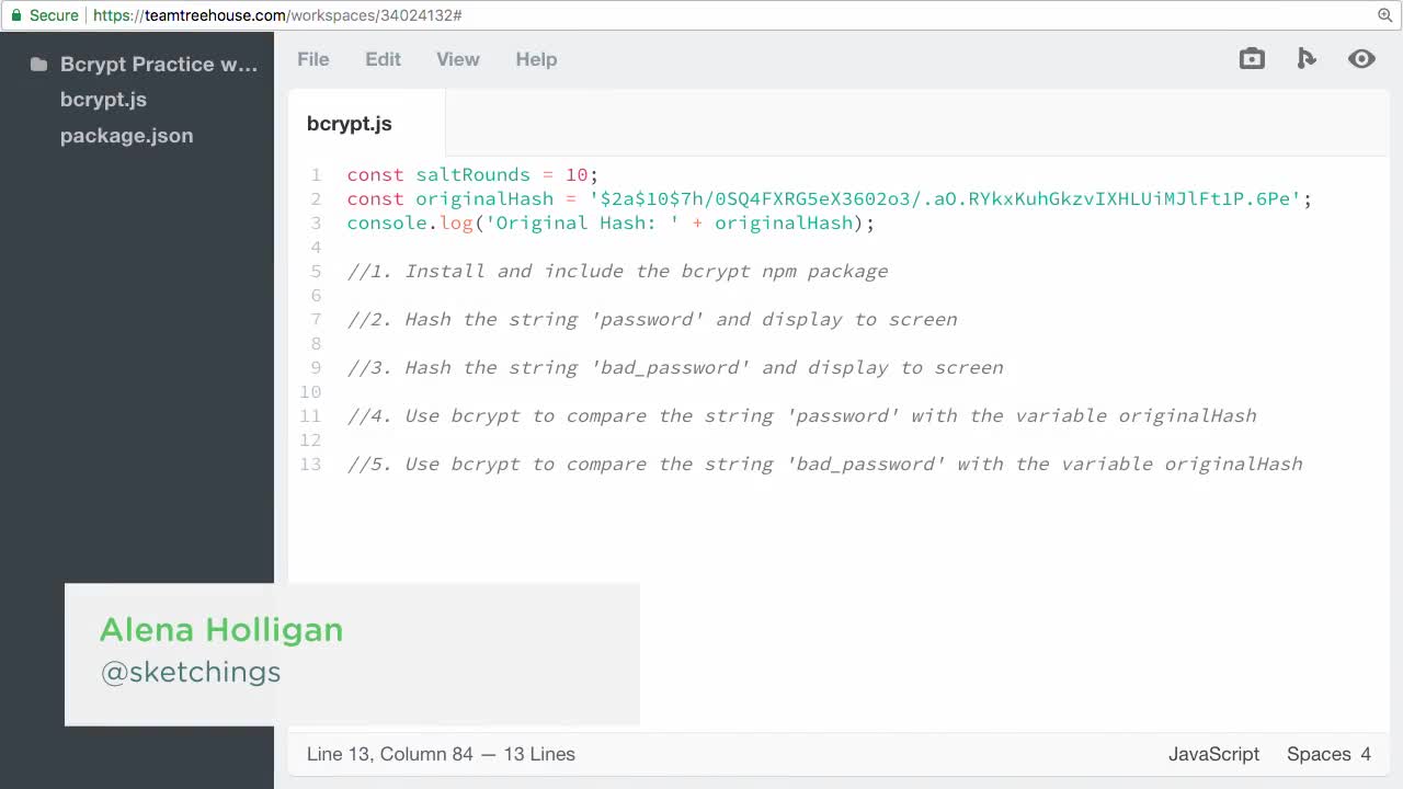Practice Hashing Passwords in JavaScript