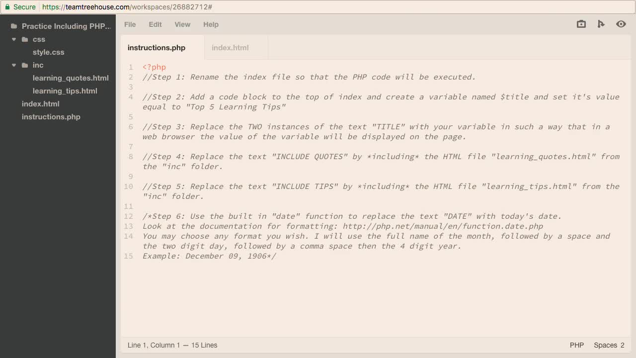 Practice Including PHP with HTML