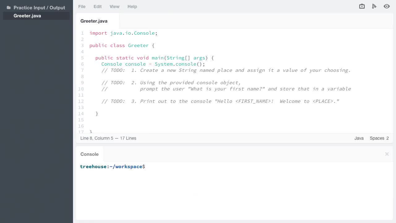 The Solution (How To) | Practice Input and Output in Java | Treehouse