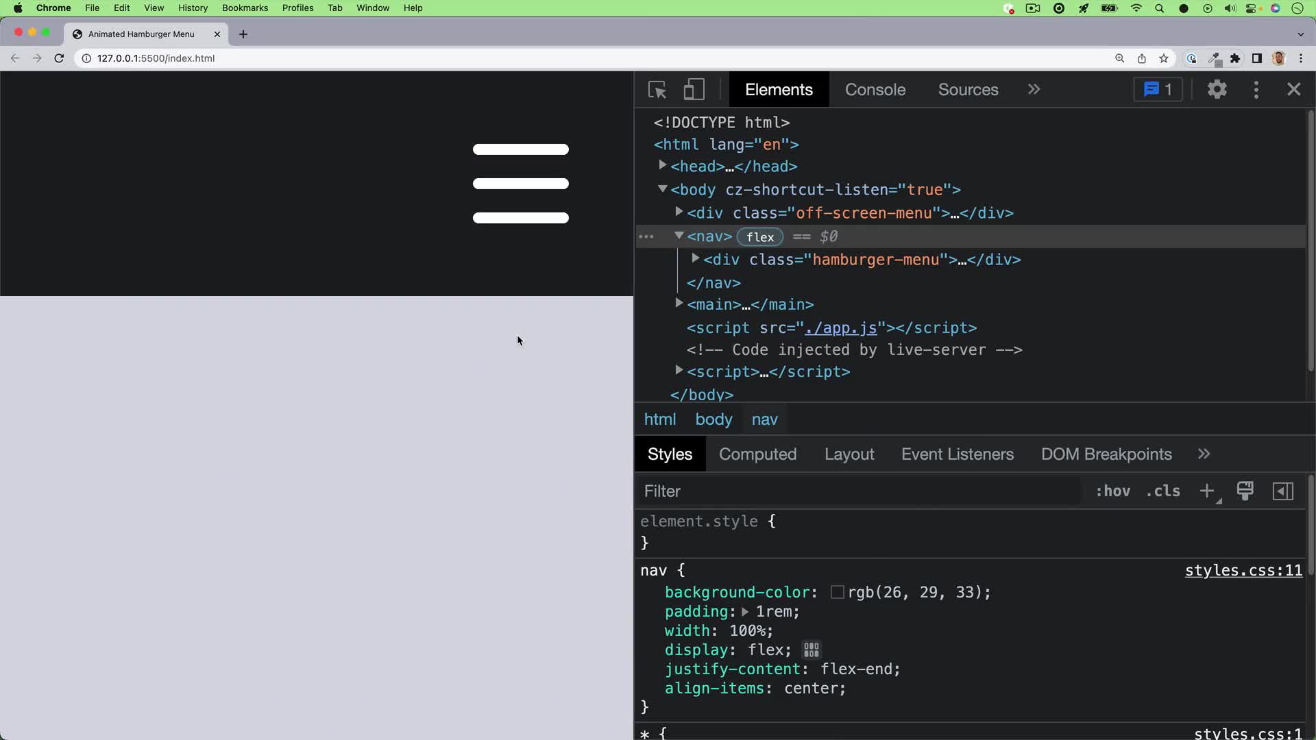 Animated Hamburger Menu