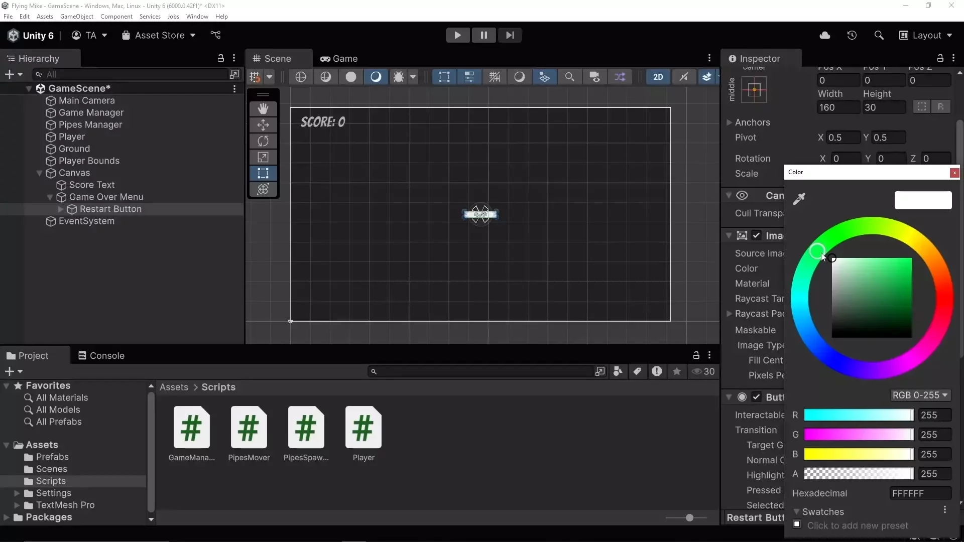 Creating a Game Over Screen (How To) | Unity Basics | Treehouse